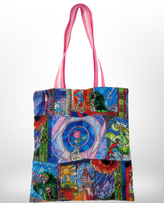 Sac fourre-tout rose La Belle et la Bête